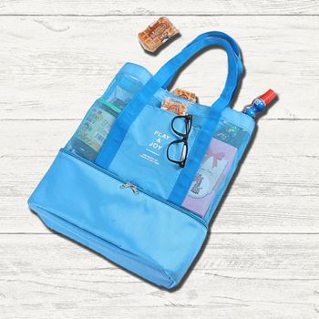 Obrázek z Plážová taška s termo přihrádkou - modrá 