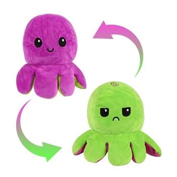 Obrázek z Oboustranný plyšák - chobotnice fialová/zelená 