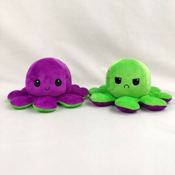 Obrázek z Oboustranný plyšák - chobotnice fialová/zelená 