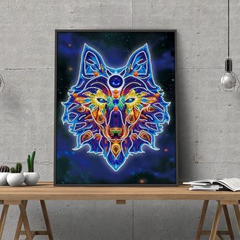 Obrázek z Diamantové malování svítící ve tmě - vlk 