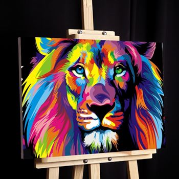 Obrázek Malování podle čísel - lev, vypnuté plátno na rám