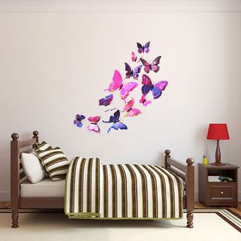 Obrázek 3D motýlci na zeď - fialová