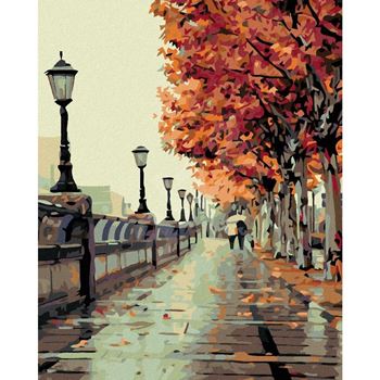Obrázek Malování podle čísel - podzimní procházka, vypnuté plátno na rám