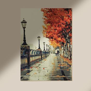Obrázek z Malování podle čísel - podzimní procházka, vypnuté plátno na rám 