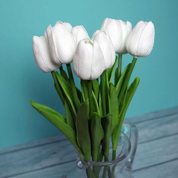 Obrázek Umělé tulipány 10 ks - bílé