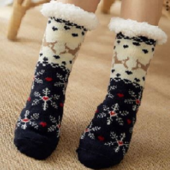 Obrázek Vánoční hřejivé ponožky s kožíškem - zimní čas