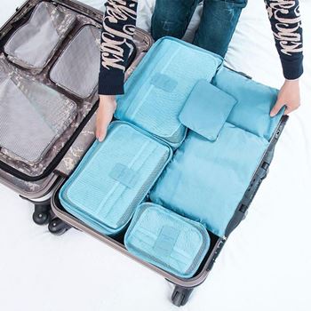Obrázek Sada cestovních organizérů do kufru - světle modrá