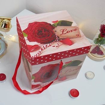 Obrázek z Dárková krabička 22 cm - valentýnská růže 