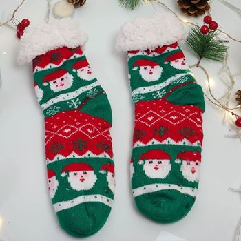 Obrázek Vánoční hřejivé ponožky s kožíškem - Santa Claus