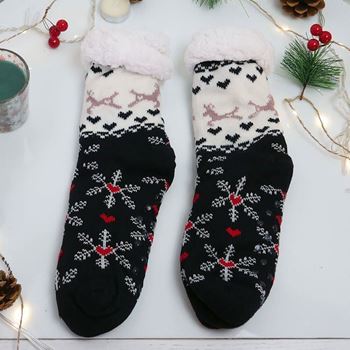 Obrázek Vánoční hřejivé ponožky s kožíškem - zimní čas