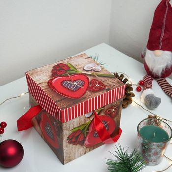 Obrázek z Dárková krabička 15 cm -  srdce s růží 