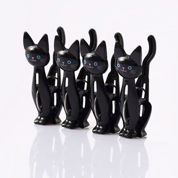 Obrázek Kolíčky na prádlo Kočka 4 ks - černé