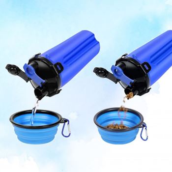 Obrázek z Cestovní láhev na vodu a krmivo - modrá 