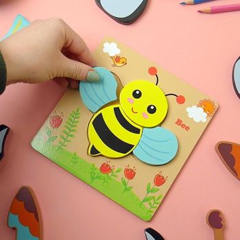 Obrázek z Dřevěné puzzle pro nejmenší - včelka 