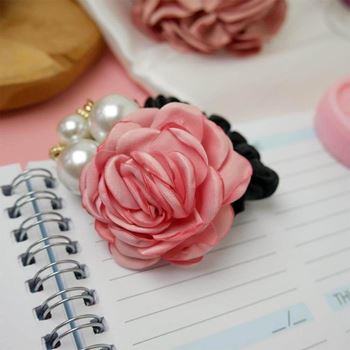 Obrázek Gumička s růží a perlou - růžová