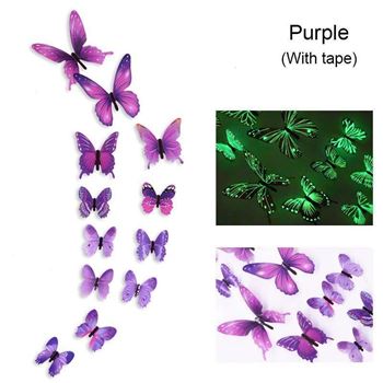 Obrázek Set svítících motýlků na zeď - fialový