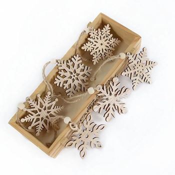 Obrázek Sada 6 dřevěných vánočních ozdob - sněhové vločky
