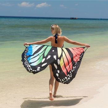 Obrázek z Plážové šaty - motýlí křídla XS-M - duhové 