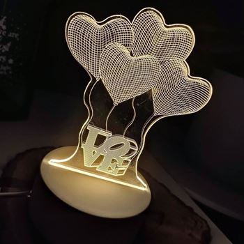 Obrázek z Dekorativní 3D lampa - srdíčka 