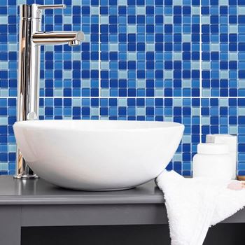 Obrázek z Skleněná mozaika na mřížce 30 x 30 cm - mix modrá 