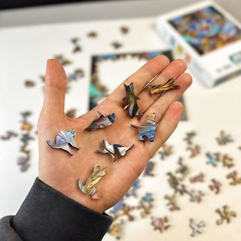 Obrázek z Dřevěné kočičí puzzle - zrzavá kočka 