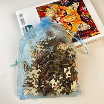 Obrázek z Dřevěné kočičí puzzle - zrzavá kočka 