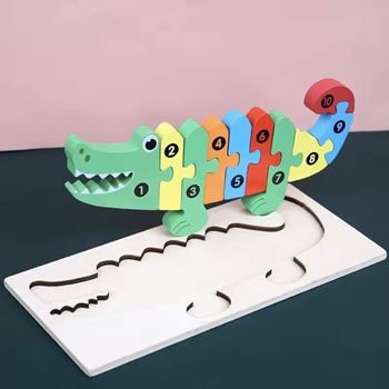 Obrázek Dřevěné puzzle s čísly - krokodýl