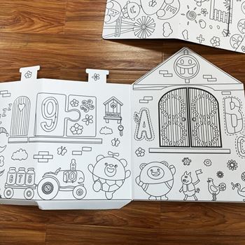 Obrázek z Dětský domeček k vybarvení s fixy 60,5 x 48 x 70 cm 