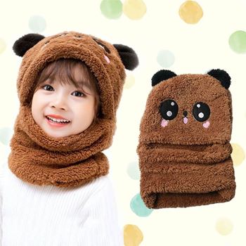 Obrázek Čepice s nákrčníkem medvídek s ušima - hnědá