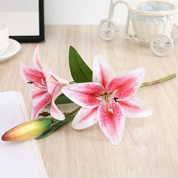 Obrázek Umělá kytice lilií - růžová žíhaná