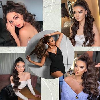 Obrázek z Příčesek do vlasů vlnitý culík 60 cm - tmavě hnědý 