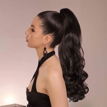 Obrázek Příčesek do vlasů vlnitý culík 60 cm - tmavě hnědý