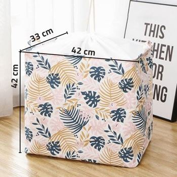 Obrázek z Úložný koš na textil se stahovací šňůrkou - listy 