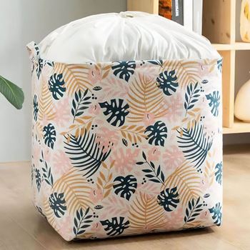 Obrázek z Úložný koš na textil se stahovací šňůrkou - listy 