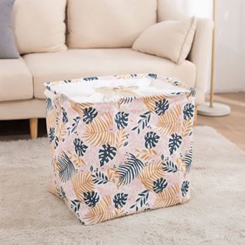 Obrázek z Úložný koš na textil se stahovací šňůrkou - listy 