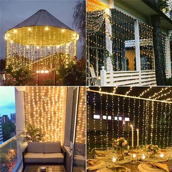 Obrázek z Solární LED závěs - 10 pramenů × 1 m  - teplá bílá 
