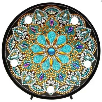 Obrázek z Diamantové malování LED lampička mandala - modro fialová 