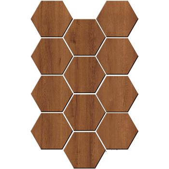 Obrázek 10 ks samolepicích panelů hexagon - tmavé dřevo