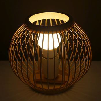 Obrázek Bambusová stolní lampa s LED žárovkou, teplá bílá 