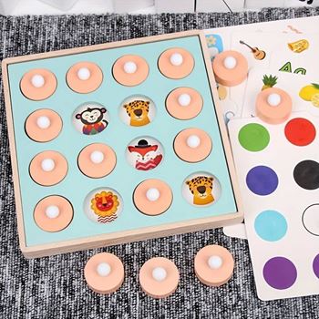 Obrázek z Dřevěná paměťová hra s vyměnitelnými obrázky 