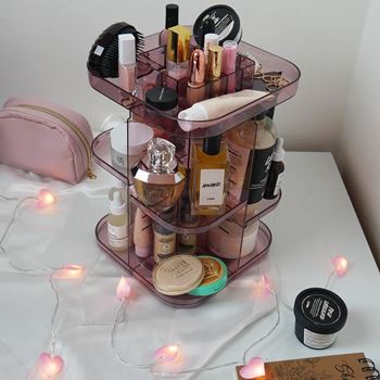 Obrázek z Velký otočný organizér na kosmetiku - růžový 