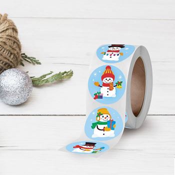 Obrázek z Vánoční samolepky 500 ks  - veselí sněhuláci 