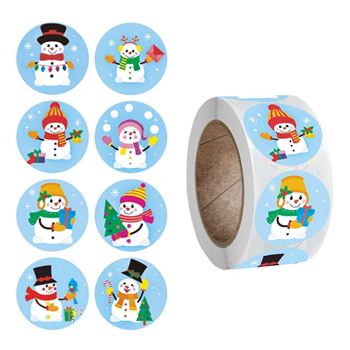 Obrázek Vánoční samolepky 500 ks  - veselí sněhuláci