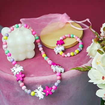 Obrázek z Sada náhrdelník a náramek z dřevěných korálků 