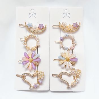 Obrázek z Kytičkové sponky do vlasů s kamínky 4ks 