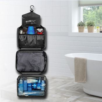 Obrázek z Cestovní závěsný organizér na kosmetiku - černý 