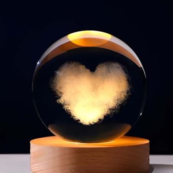 Obrázek z  LED svítící skleněná koule - srdce 