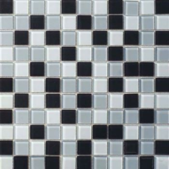 Obrázek Skleněná mozaika na mřížce 30 x 30 cm - černobílá