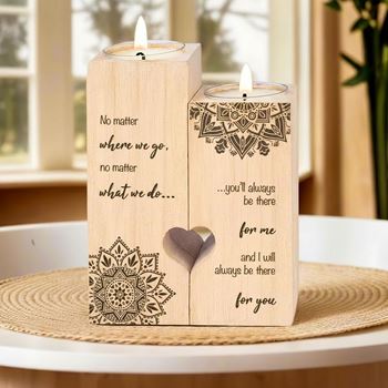 Obrázek Dřevěné svícny na čajové svíčky pro páry, 2 ks - mandala