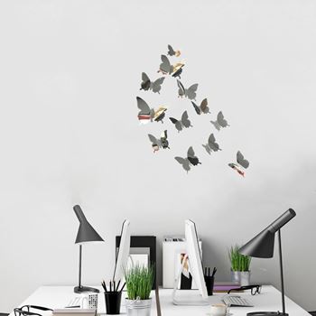 Obrázek z Zrcadlový motýl 12 ks - stříbrný 